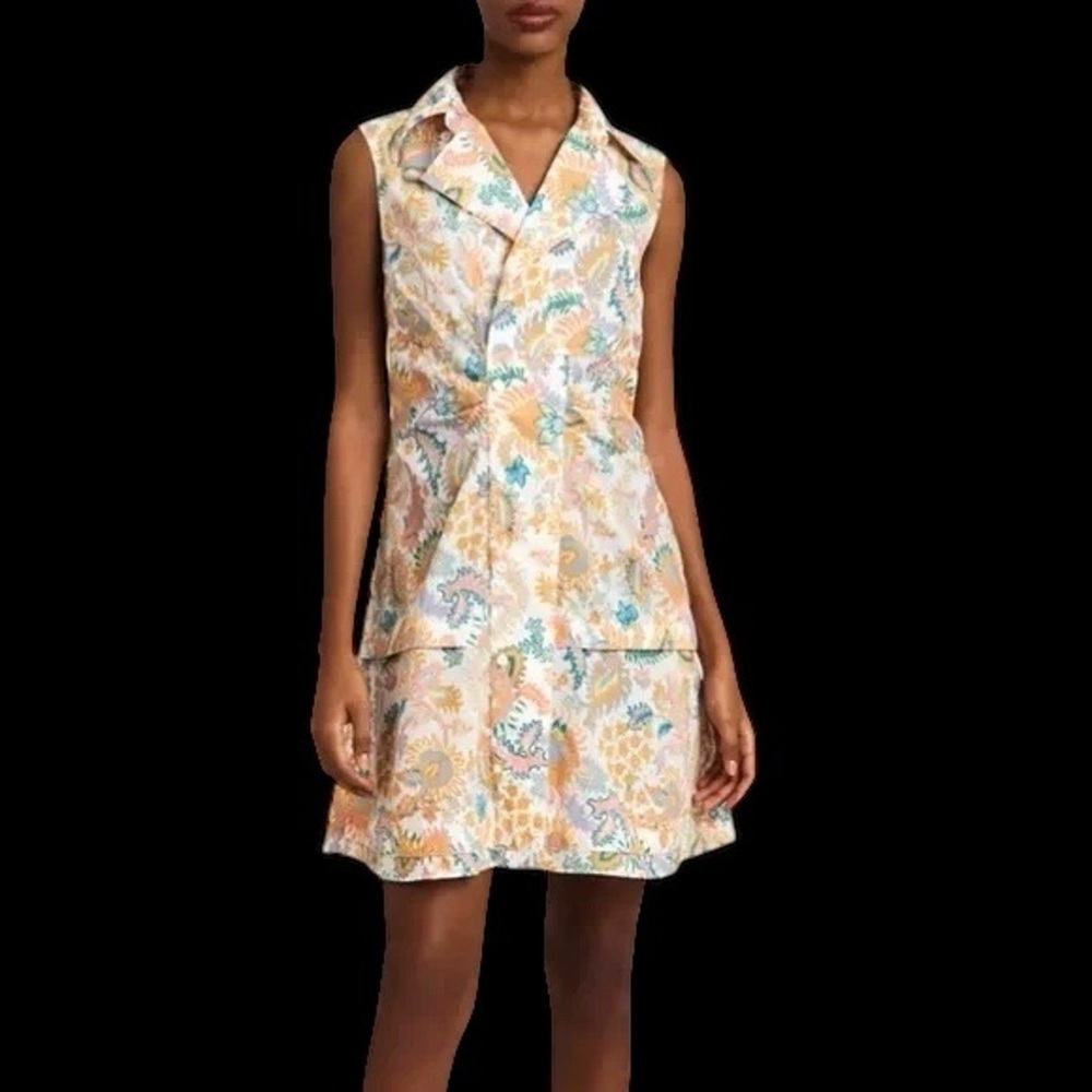 NWT Derek Lam 10 Crosby ‘Satina’ Sleeveless Shirt Dress in Orange Floral Paisley